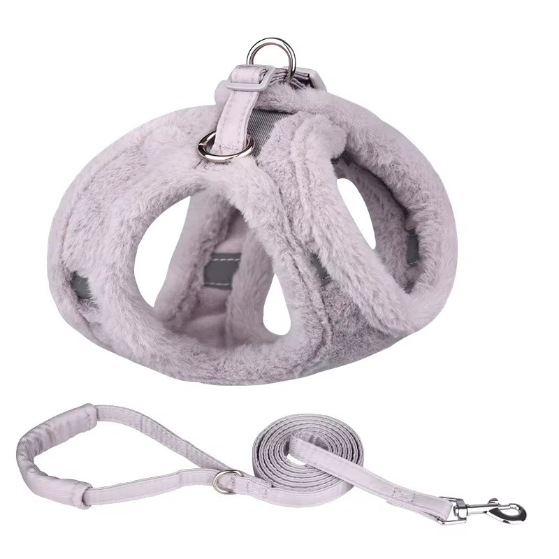 Luxury Upgrade Cat Puppy Harness and Leash Sets Winter Warm Pet Reflective Harnesses Vest for Cats Kitten Small Dogs Yorkshire