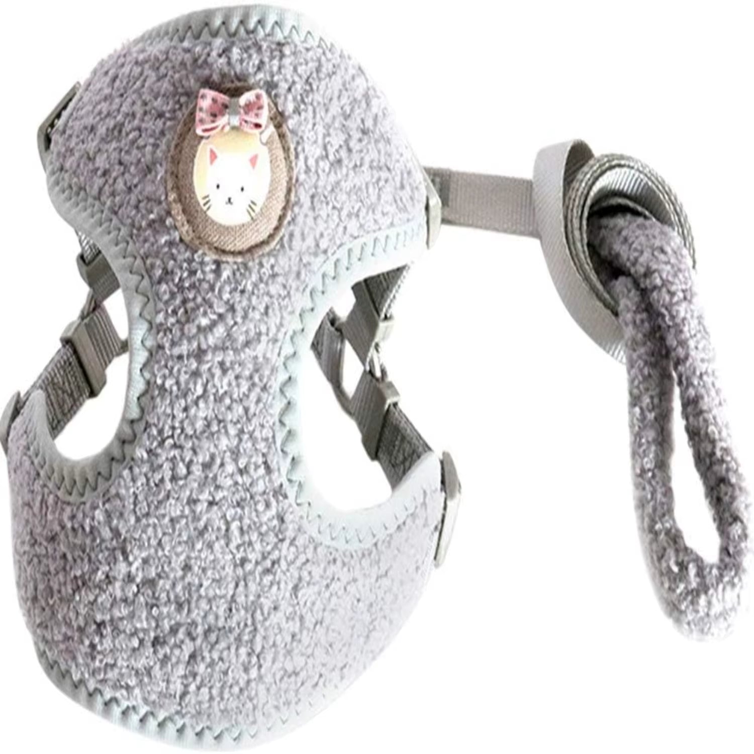 Cute Small Dog Harness with Velvet Leash - Mesh Padded Vest for Walking Small to Medium Dogs and Cats