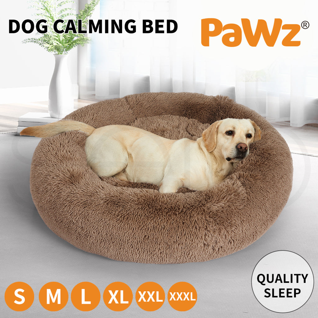 Pawz Dog Calming Bed Warm Soft Plush Thicker round Comfy Sleeping Large Washable