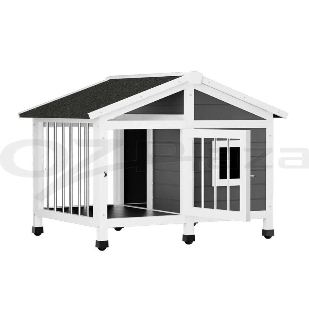 I.Pet Dog Kennel House Large Wooden Outdoor Pet Kennels Indoor Puppy Cabin Home
