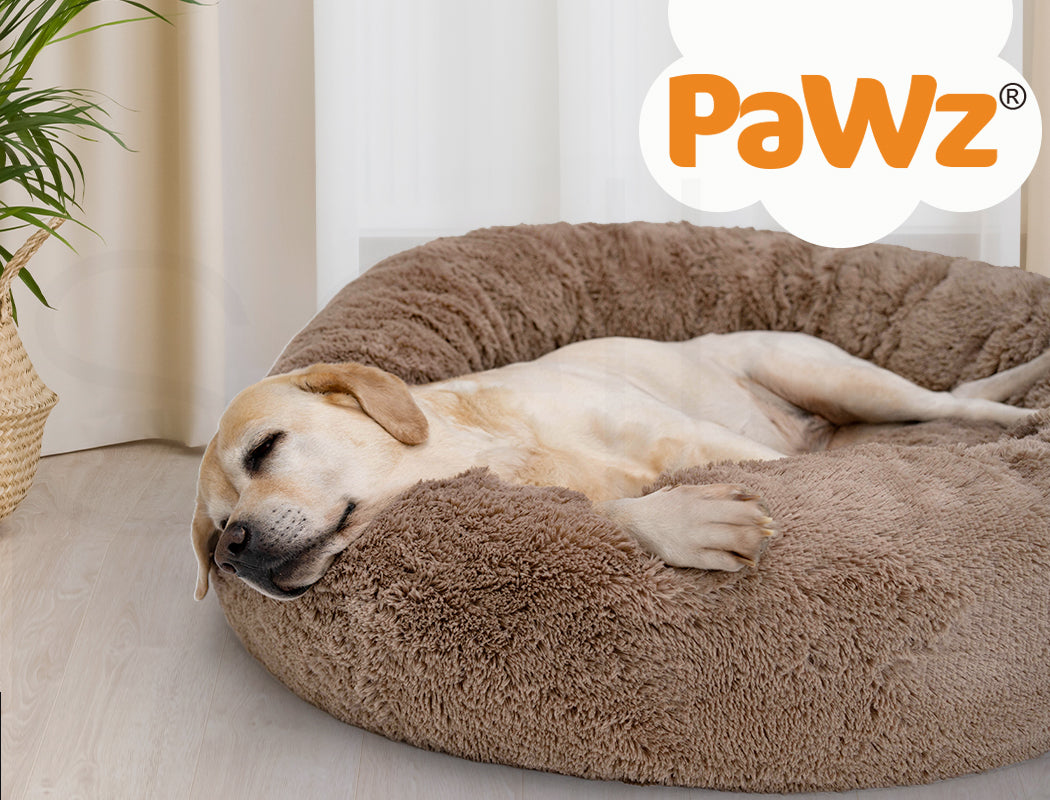 Pawz Dog Calming Bed Warm Soft Plush Thicker round Comfy Sleeping Large Washable