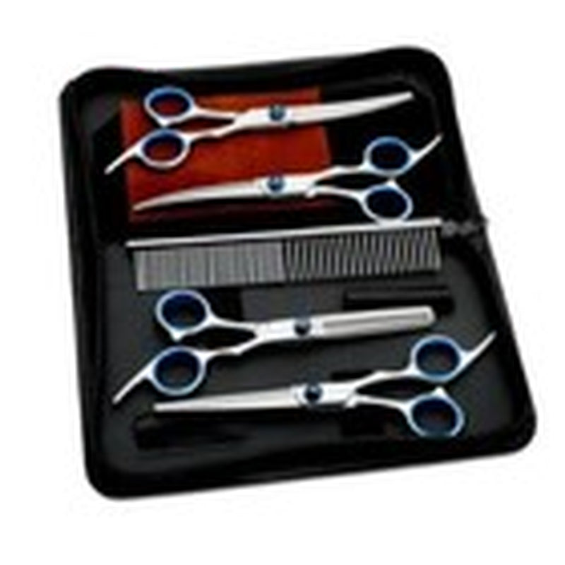 7" Professional Pet Dog Grooming Scissors Shear Hair Cutting Set Curved Tool Kit