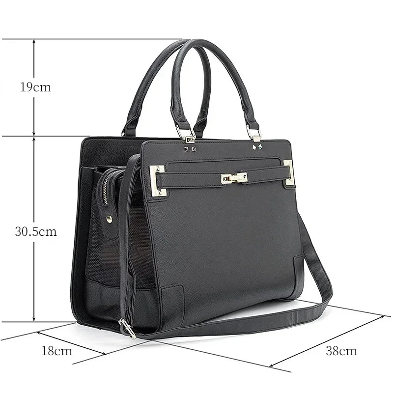 Luxury Soft-Sided Leather Pet Carrier Handbag for Small Dogs and Cats - TSA Airline Approved Pet Bag