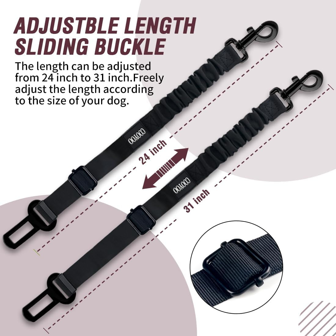 Dog Seat Belt,3 Piece Set Retractable Dog Car Seatbelts Adjustable Pet Seat Belt for Vehicle Nylon Pet Safety Seat Belts Heavy Duty & Elastic & Durable Car Harness for Dogs