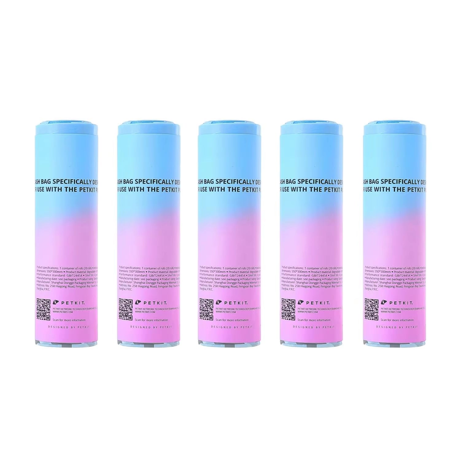 PETKIT Purax Puramax Replaced Waste Bags1-5 Rolls, Portable Cat Litter Waste Receptacles Bags for Self-Cleaning Cat Litter Box