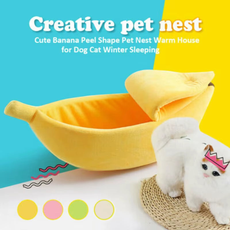 Banana Cat Bed House Funny Cute Cozy Cat Mat Beds Warm Durable Portable Pet Basket Kennel Dog Cushion Cat Supplies Multicolor