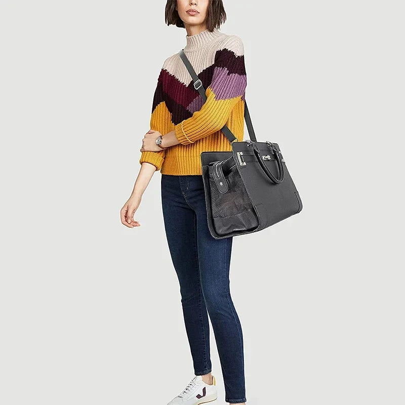 Luxury Soft-Sided Leather Pet Carrier Handbag for Small Dogs and Cats - TSA Airline Approved Pet Bag