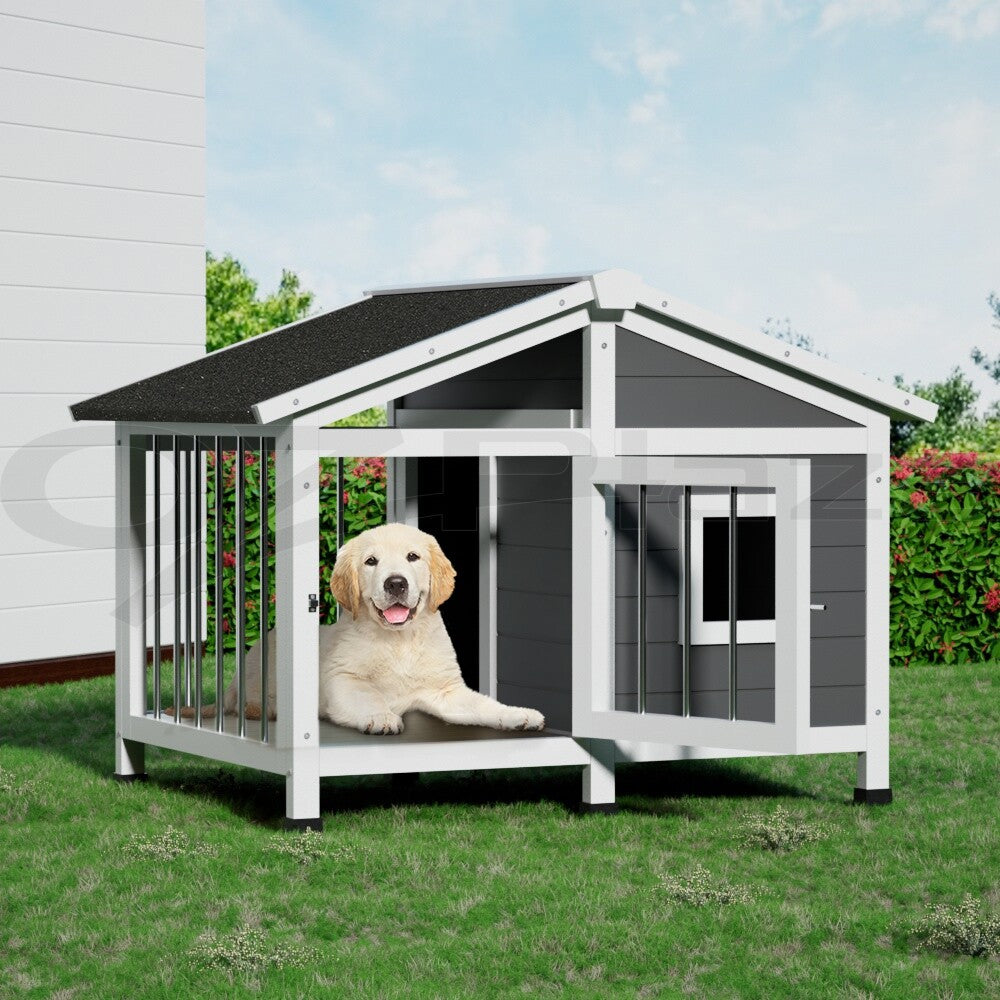 I.Pet Dog Kennel House Large Wooden Outdoor Pet Kennels Indoor Puppy Cabin Home