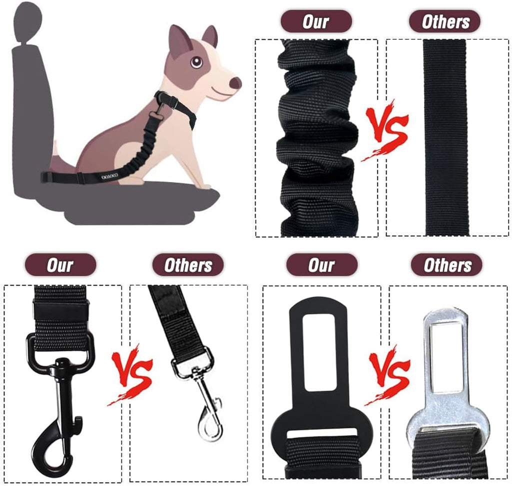 Dog Seat Belt,3 Piece Set Retractable Dog Car Seatbelts Adjustable Pet Seat Belt for Vehicle Nylon Pet Safety Seat Belts Heavy Duty & Elastic & Durable Car Harness for Dogs