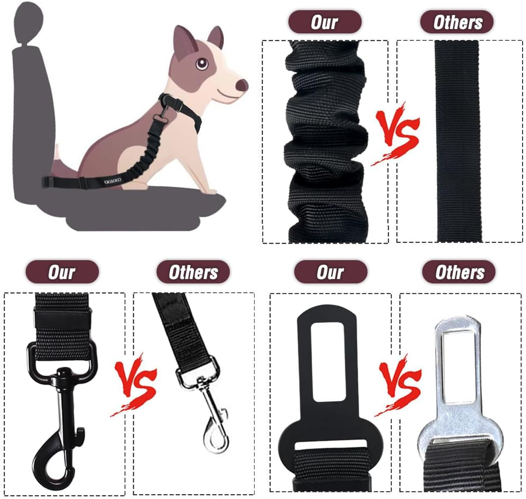 Dog Seat Belt,3 Piece Set Retractable Dog Car Seatbelts Adjustable Pet Seat Belt for Vehicle Nylon Pet Safety Seat Belts Heavy Duty & Elastic & Durable Car Harness for Dogs