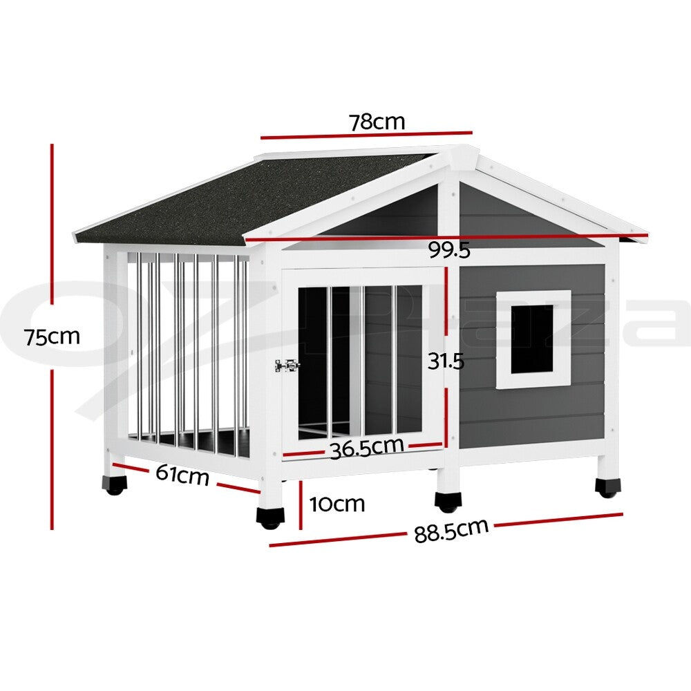 I.Pet Dog Kennel House Large Wooden Outdoor Pet Kennels Indoor Puppy Cabin Home