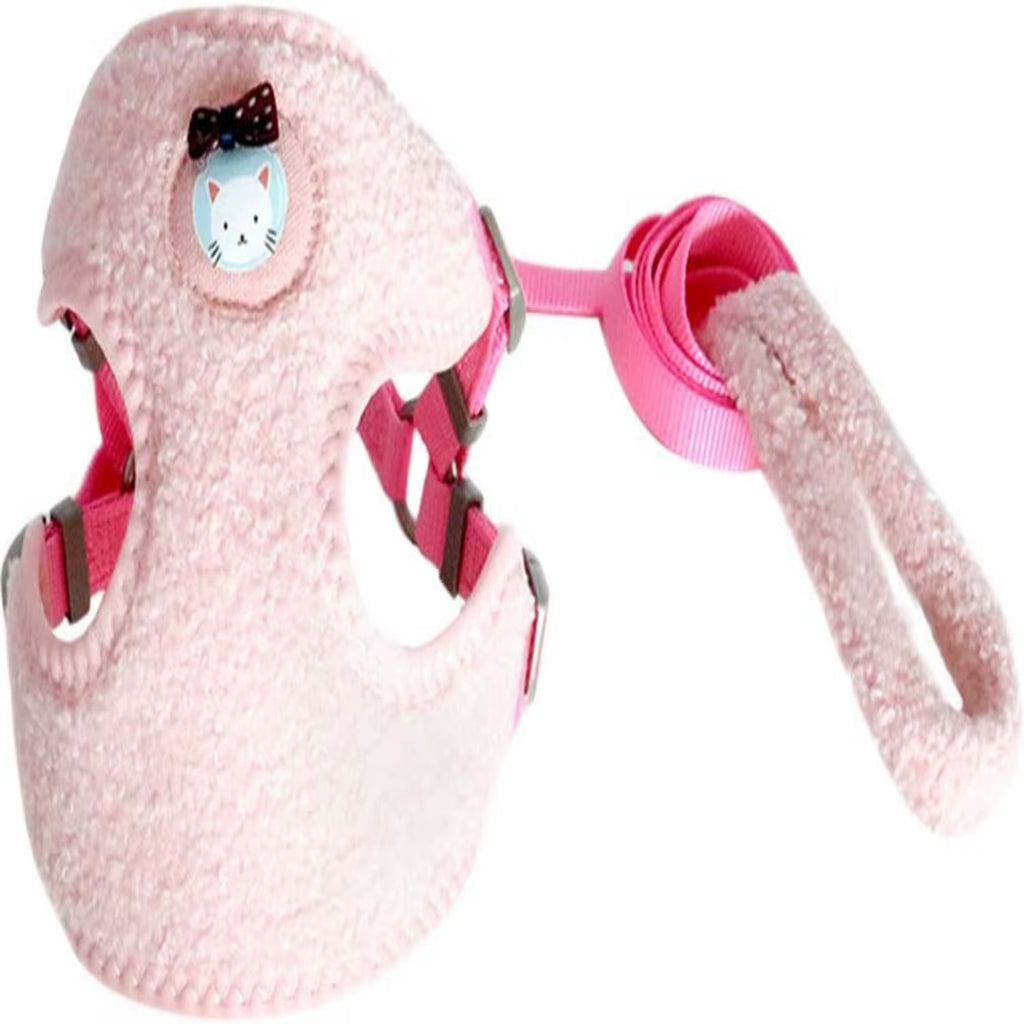 Cute Small Dog Harness with Velvet Leash - Mesh Padded Vest for Walking Small to Medium Dogs and Cats