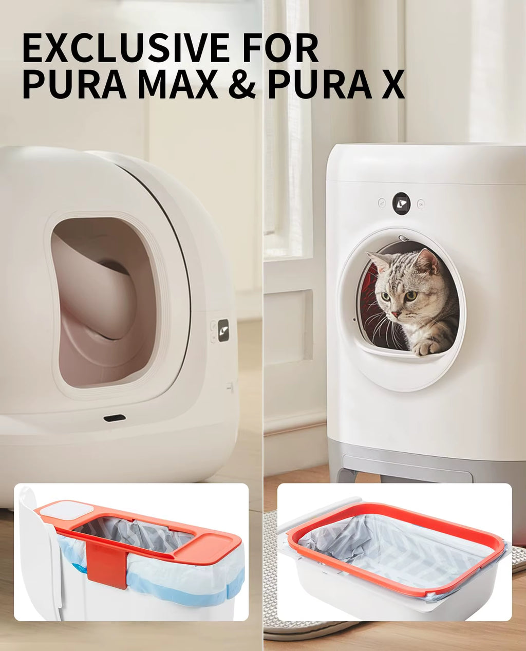 PETKIT Purax Puramax Replaced Waste Bags1-5 Rolls, Portable Cat Litter Waste Receptacles Bags for Self-Cleaning Cat Litter Box