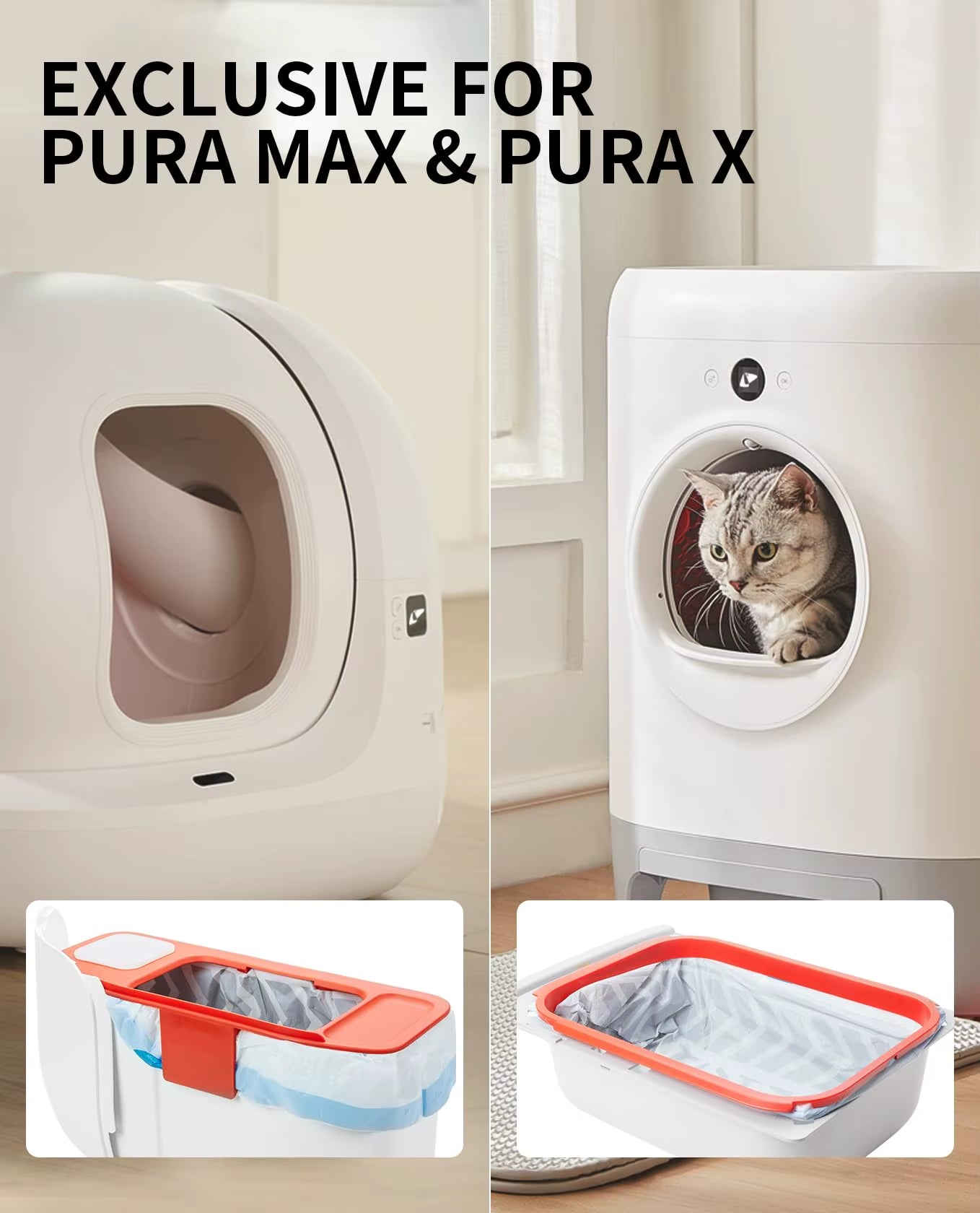 PETKIT Purax Puramax Replaced Waste Bags1-5 Rolls, Portable Cat Litter Waste Receptacles Bags for Self-Cleaning Cat Litter Box