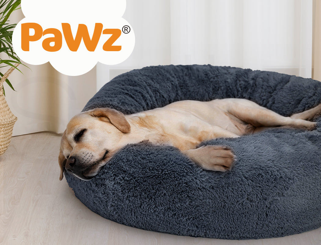 Pawz Dog Calming Bed Warm Soft Plush Thicker round Comfy Sleeping Large Washable