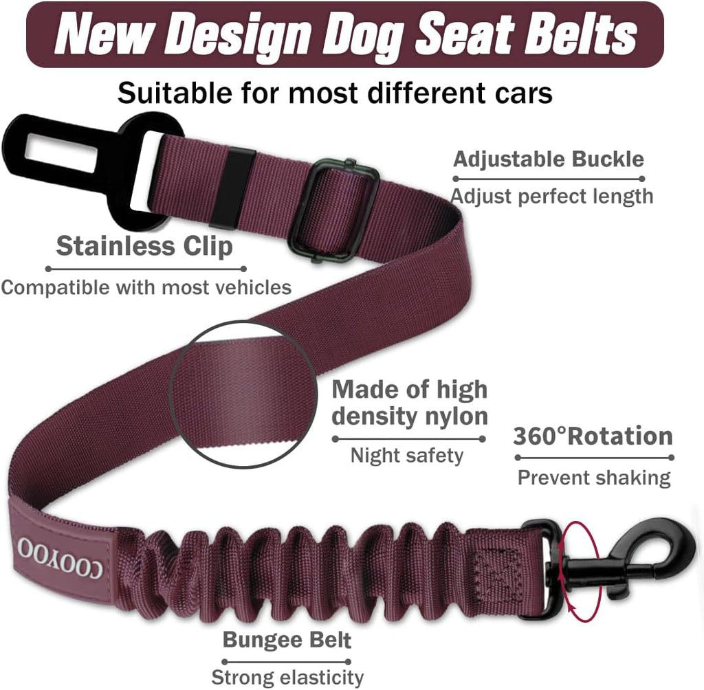 Dog Seat Belt,3 Piece Set Retractable Dog Car Seatbelts Adjustable Pet Seat Belt for Vehicle Nylon Pet Safety Seat Belts Heavy Duty & Elastic & Durable Car Harness for Dogs